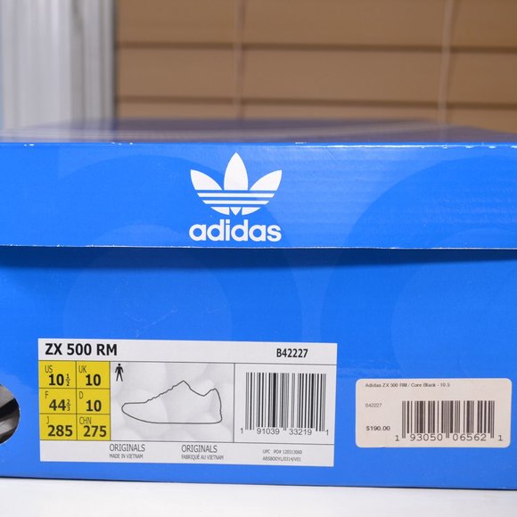 Mens Adidas ZX 500 RM Core Black Boost Sneakers B42227 Size US 10.5 - Picture 9 of 11